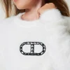 pull_effet_fourrure_avec__4.webp Pulls Et Cardigans*TWINSET Milano Pull Effet Fourrure Avec Logo Oval T Off White