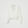 pull_en_angora_mlang_avec_1.webp Pulls Et Cardigans*TWINSET Milano Pull En Angora Mélangé Avec Perles Blanc Neige
