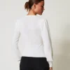 pull_en_angora_mlang_avec_3.webp Pulls Et Cardigans*TWINSET Milano Pull En Angora Mélangé Avec Perles Blanc Neige
