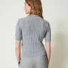 Pulls Et Cardigans*TWINSET Milano Pull En Coton Et Cachemire Avec Logo Gris Chiné Foncé