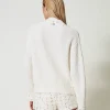 Pulls Et Cardigans*TWINSET Milano Pull En Laine Mélangée Avec Broderie Blanc Neige