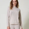 Pulls Et Cardigans*TWINSET Milano Pull En Mélange De Laine Et Lurex Bicolore Blanc Neige/Or Lurex