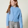 Pulls Et Cardigans*TWINSET Milano Pull Et Cardigan Avec Bouton Oval T Bleu « Frozen Fjord »