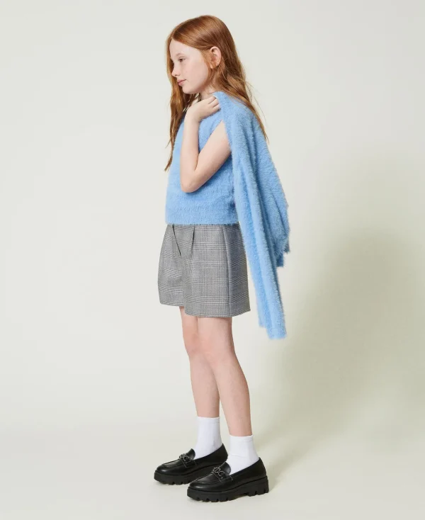 Pulls Et Cardigans*TWINSET Milano Pull Et Cardigan Avec Bouton Oval T Bleu « Frozen Fjord »