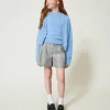 Pulls Et Cardigans*TWINSET Milano Pull Et Cardigan Avec Bouton Oval T Bleu « Frozen Fjord »