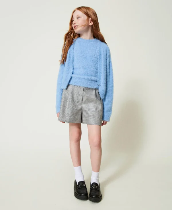 Pulls Et Cardigans*TWINSET Milano Pull Et Cardigan Avec Bouton Oval T Bleu « Frozen Fjord »
