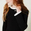 Pulls Et Cardigans*TWINSET Milano Pull Et Pantalon Ample Avec Finition Côtelée Bicolore Noir / Blanc Cassé