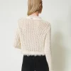 Pulls Et Cardigans*TWINSET Milano Pull Jacquard Point Filet Blanc « Old White »