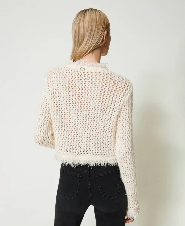 Pulls Et Cardigans*TWINSET Milano Pull Jacquard Point Filet Blanc « Old White »