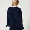 pull_rasducou_avec_volant_3.webp Pulls Et Cardigans*TWINSET Milano Pull Ras-du-cou Avec Volant Indigo