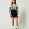 Pulls Et Cardigans*TWINSET Milano Pull Rayé Ras-du Cou Avec Logo Jacquard Bicolore Blanc Cassé / Noir