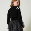 Pulls Et Cardigans*TWINSET Milano Pull Regular Avec Double Volant Bicolore Noir / Blanc Cassé