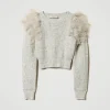 Pulls Et Cardigans*TWINSET Milano Pull Regular Avec Volants En Tulle Gris Mélangé