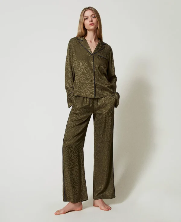 Sous-Vêtements Et Vêtements De Nuit*TWINSET Milano Pyjama Masculin En Satin Jacquard Green Moss