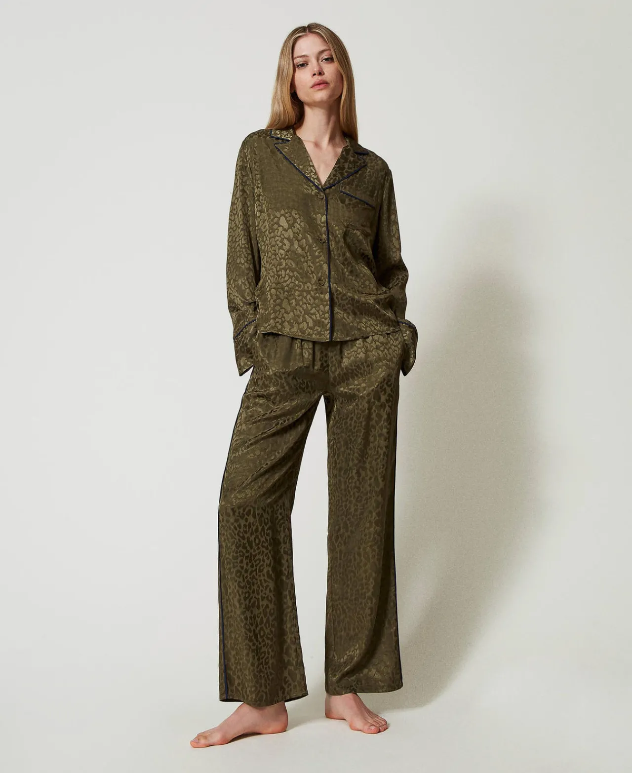Sous-Vêtements Et Vêtements De Nuit*TWINSET Milano Pyjama Masculin En Satin Jacquard Green Moss
