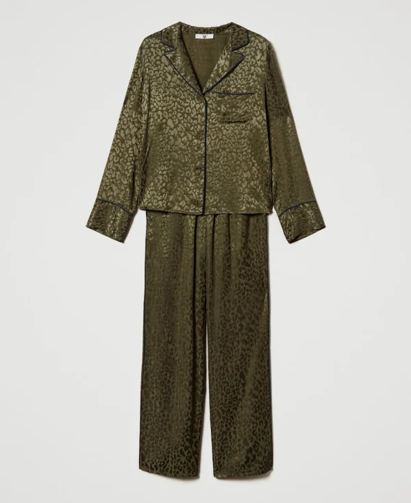 Sous-Vêtements Et Vêtements De Nuit*TWINSET Milano Pyjama Masculin En Satin Jacquard Green Moss