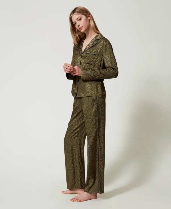 Sous-Vêtements Et Vêtements De Nuit*TWINSET Milano Pyjama Masculin En Satin Jacquard Green Moss