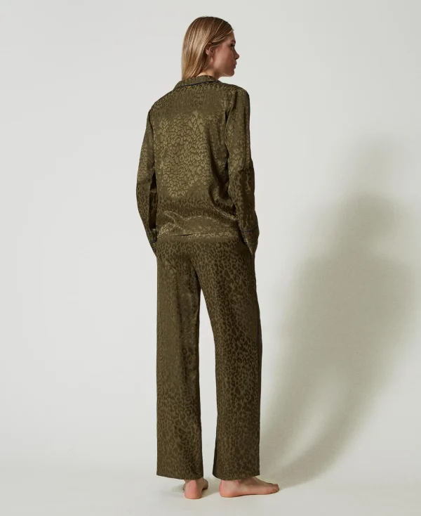 Sous-Vêtements Et Vêtements De Nuit*TWINSET Milano Pyjama Masculin En Satin Jacquard Green Moss