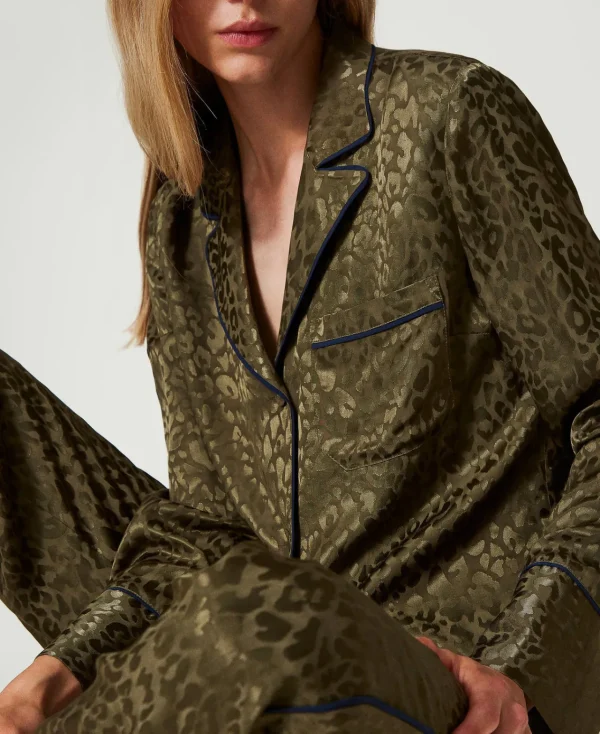 Sous-Vêtements Et Vêtements De Nuit*TWINSET Milano Pyjama Masculin En Satin Jacquard Green Moss