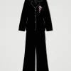 Sous-Vêtements Et Vêtements De Nuit*TWINSET Milano Pyjama Masculin En Velours Avec Broderie Noir