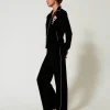 Sous-Vêtements Et Vêtements De Nuit*TWINSET Milano Pyjama Masculin En Velours Avec Broderie Noir