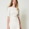 robe_courte_avec_bride_ov_0.webp Robes De Cérémonie | Robes Courtes*TWINSET Milano Robe Courte Avec Bride Oval T Blanc « Old White »