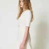 robe_courte_avec_bride_ov_2.webp Robes De Cérémonie | Robes Courtes*TWINSET Milano Robe Courte Avec Bride Oval T Blanc « Old White »