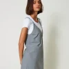 Robes De Cérémonie | Robes Courtes*TWINSET Milano Robe Courte Avec Broderies Et T-shirt Gris Chiné