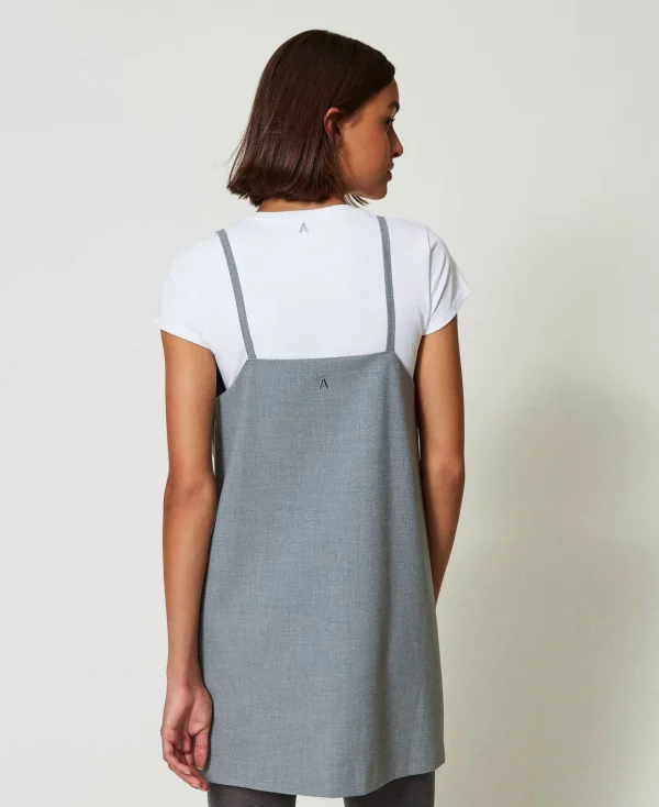 Robes De Cérémonie | Robes Courtes*TWINSET Milano Robe Courte Avec Broderies Et T-shirt Gris Chiné