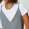 Robes De Cérémonie | Robes Courtes*TWINSET Milano Robe Courte Avec Broderies Et T-shirt Gris Chiné