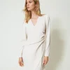 robe_courte_avec_chane_ov_2.webp Robes De Cérémonie | Robes Courtes*TWINSET Milano Robe Courte Avec Chaîne Oval T Blanc « Old White »