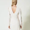 robe_courte_avec_chane_ov_4.webp Robes De Cérémonie | Robes Courtes*TWINSET Milano Robe Courte Avec Chaîne Oval T Blanc « Old White »
