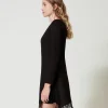 Robes Courtes*TWINSET Milano Robe Courte Avec Dentelle Noir