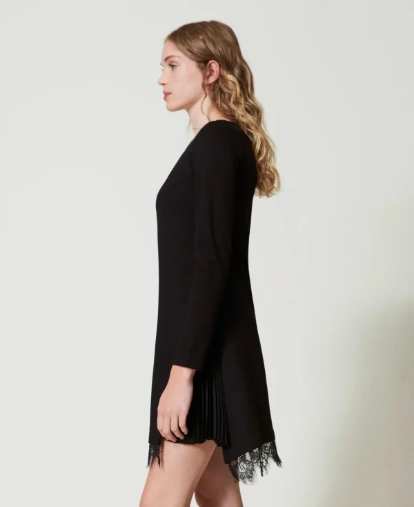 Robes Courtes*TWINSET Milano Robe Courte Avec Dentelle Noir