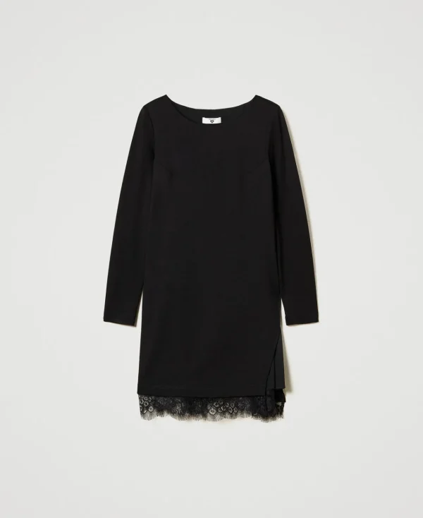 Robes Courtes*TWINSET Milano Robe Courte Avec Dentelle Noir