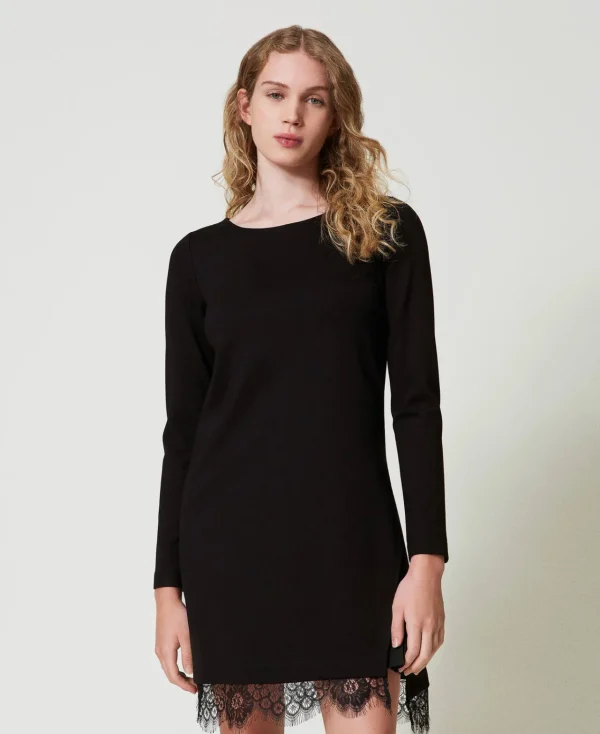 Robes Courtes*TWINSET Milano Robe Courte Avec Dentelle Noir