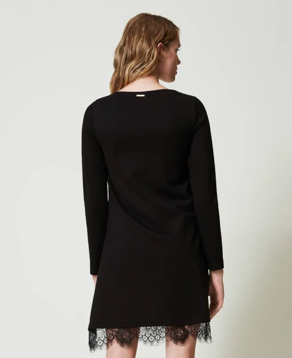 Robes Courtes*TWINSET Milano Robe Courte Avec Dentelle Noir