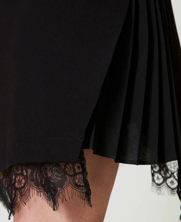 Robes Courtes*TWINSET Milano Robe Courte Avec Dentelle Noir