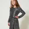 robe_courte_avec_sequins__0-1.webp Robes*TWINSET Milano Robe Courte Avec Sequins All-over Canon de Fusil Métallisé