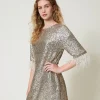Robes De Cérémonie | Robes Courtes*TWINSET Milano Robe Courte Avec Sequins All-over Platine