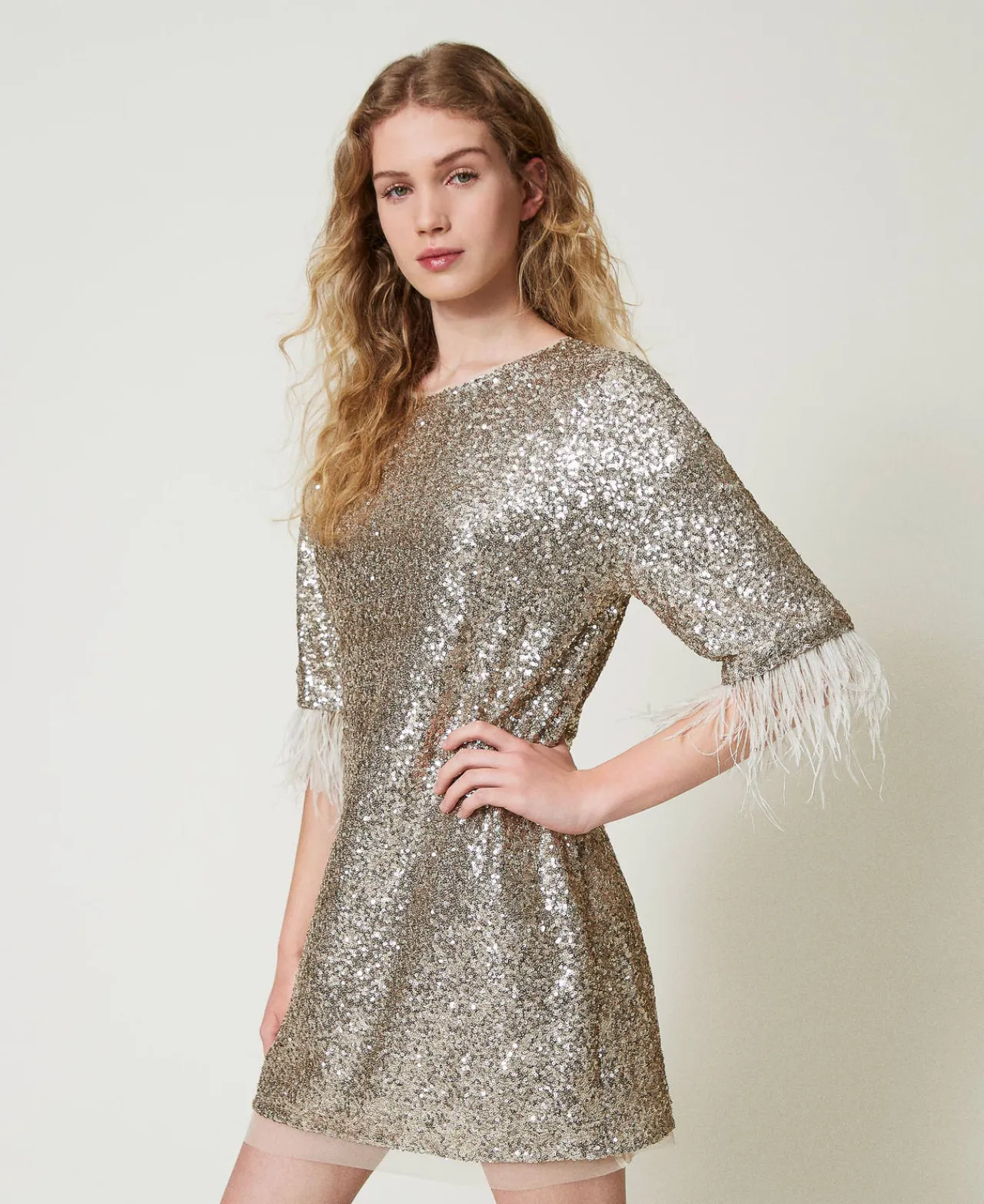 Robes De Cérémonie | Robes Courtes*TWINSET Milano Robe Courte Avec Sequins All-over Platine