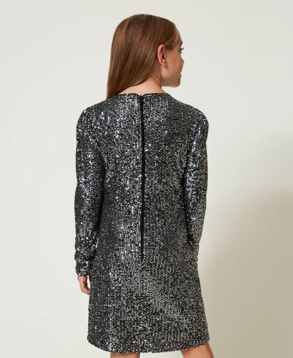 robe_courte_avec_sequins__3-1.webp Robes*TWINSET Milano Robe Courte Avec Sequins All-over Canon de Fusil Métallisé