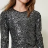 robe_courte_avec_sequins__4-1.webp Robes*TWINSET Milano Robe Courte Avec Sequins All-over Canon de Fusil Métallisé