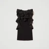 Robes De Cérémonie | Robes Courtes*TWINSET Milano Robe Courte Avec Volants En Crêpe Georgette Noir