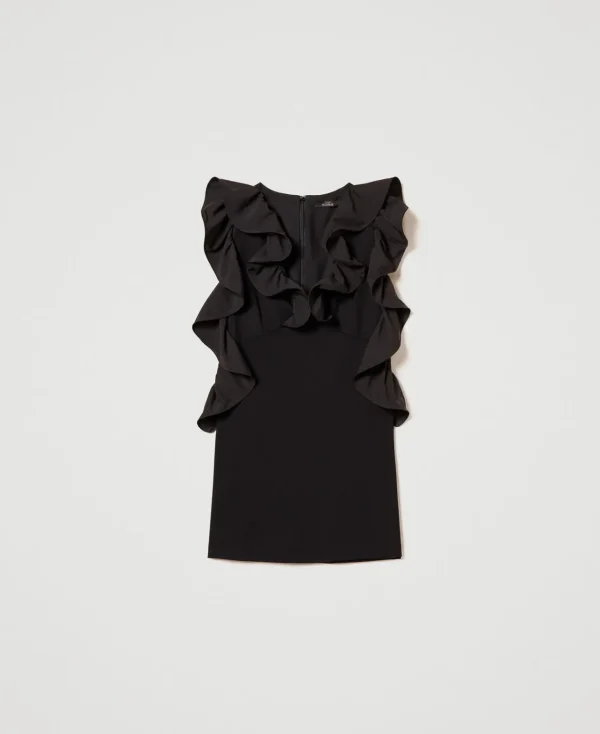 Robes De Cérémonie | Robes Courtes*TWINSET Milano Robe Courte Avec Volants En Crêpe Georgette Noir