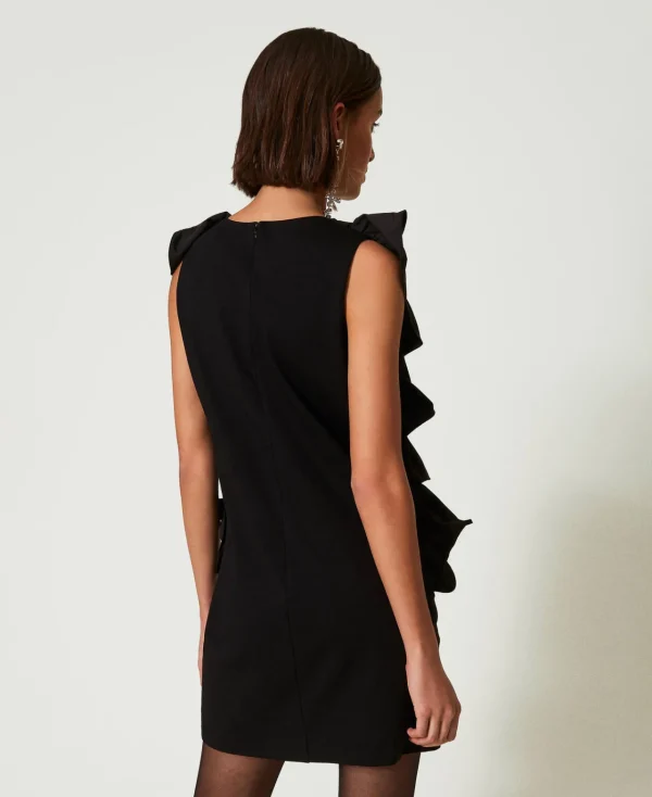 Robes De Cérémonie | Robes Courtes*TWINSET Milano Robe Courte Avec Volants En Crêpe Georgette Noir