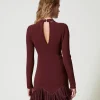 Robes Élégantes | Robes Courtes*TWINSET Milano Robe Courte Avec Volants Plissés En Tulle Rouge « Plum Wine »