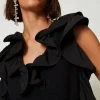 Robes De Cérémonie | Robes Courtes*TWINSET Milano Robe Courte Avec Volants En Crêpe Georgette Noir