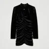 Robes*TWINSET Milano Robe Courte En Chenille Avec Fronces Noir