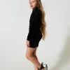 Robes*TWINSET Milano Robe Courte En Chenille Avec Fronces Noir